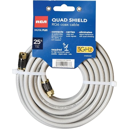 Rca 25 Ft. Gray Quad RG6 Coaxial Cable DH25QCE